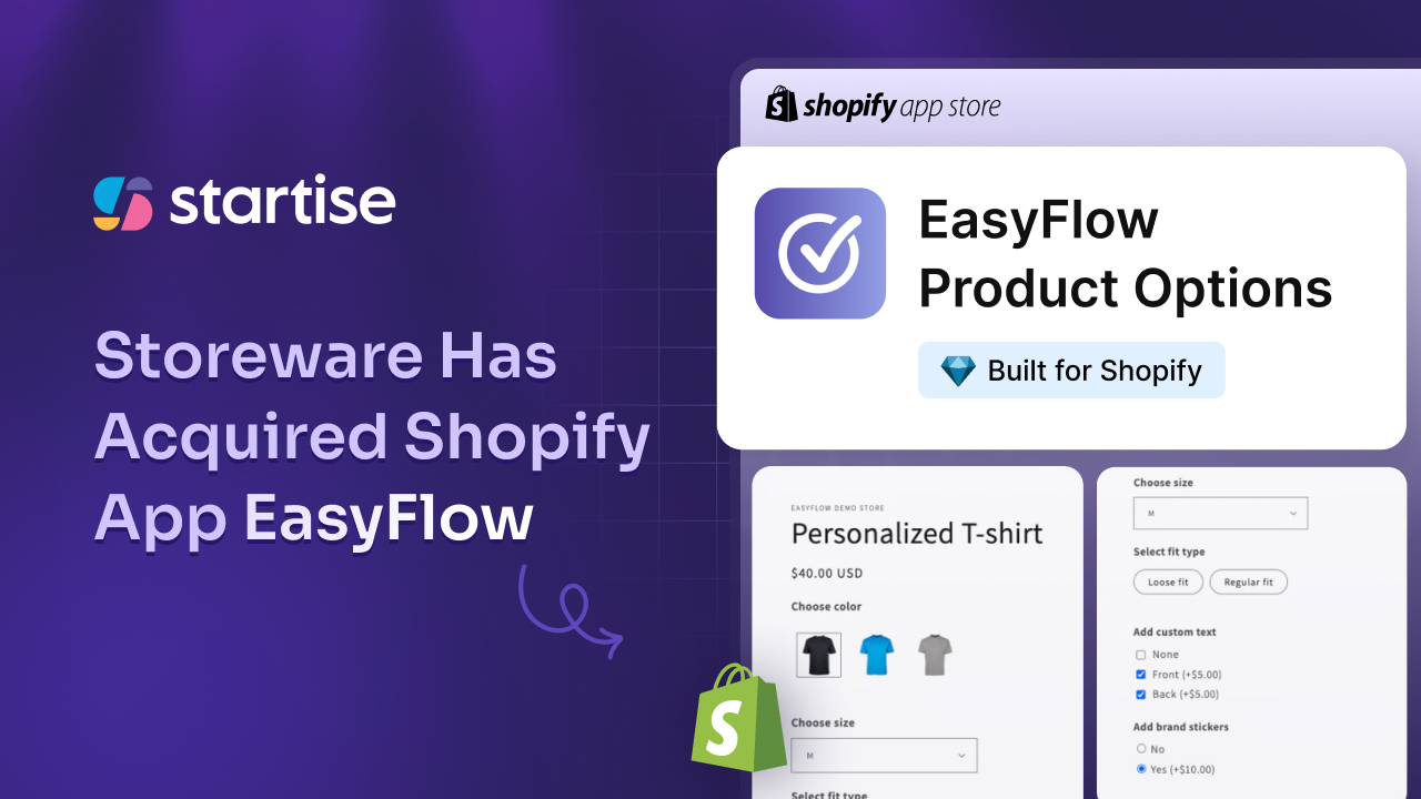 Storeware Acquires EasyFlow: A New Shopify Product Options App for Startise